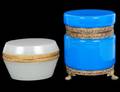 TWO BRASS MOUNTED OPALINE GLASS BOXES