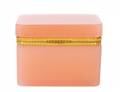 BRASS MOUNTED PINKISH OPALINE GLASS BOX