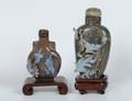 TWO CARVED STONE SNUFF BOTTLES