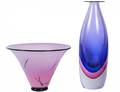 TWO CONTEMPORARY GLASS VASES