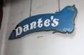 Blue Wood Dantes Sign