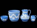 FOUR WEDGWOOD BLUE AND WHITE JASPERWARE ARTICLES