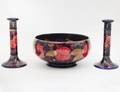 MOORCROFT BOWL AND CANDLSTICKS