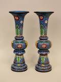 Pair of Cloisonne Gu Form Japanese Vases