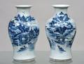 PAIR OF BLUE AND WHITE PORCELAIN VASES