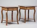PAIR OF INLAID WOOD SIDE TABLES
