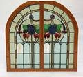 365 English Stained Glass 2 Panel Window wArched Top