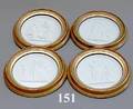 151 Four Round Framed Relief Bisque Porcelain Plaques