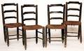 126 Four French Antique Rush Bottom Side Chairs