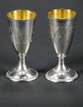 136 2 Russian Sterling Silver Kiddush Cups