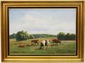 Niels Christiansen Danish Pastoral with Cows Oil