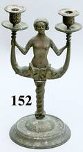 152 Old Brass Figural Candlestick of a Woman