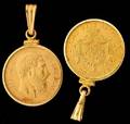 96 1871 Belgium 20 Franc Gold Coin Pendant