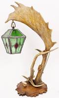 Moose Antler  Leaded Glass Table Lamp