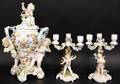 Dresden Style Porcelain Garniture w Cherub Motif