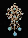 Early 20th C 14K Gold  Opal Necklace Pendant