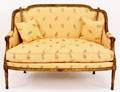 Carved Gilt Framed Settee with Floral Upholstery