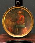 336 18C Oil Painting Portrait Miniature Brass Circular