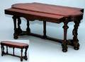 313 19C Figural Carved Walnut Hall Table with Inlay