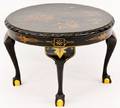 Round Chinoiserie Black Lacquered Table