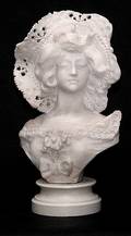 192 Marble Bust Lady With A Lace Hat