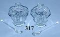 317 Two Baccarat Crystal Lidded Jam Jars wSpoons