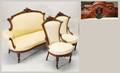 221 Three Piece American Walnut Victorian Upholstered