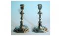 1370 Pair of Etched Silver Single Candlesticks each me