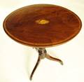 233 GEORGIAN STYLE INLAID MAHOG TILT TOP TRIPOD TABLE