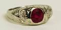 1297 EIGHTEEN KARAT WHITE GOLD AND RUBY GENTLEMANS RI