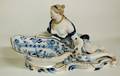1286 PAIR OF MEISSEN BLUE AND WHITE PORCELAIN FIGURAL