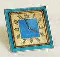 1281 ART DECO BRASS AND ENAMEL TRAVEL CLOCK Swiss Cir