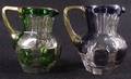 3223 Two 2 Bavarian Crystal Cream Pitchers Cut T