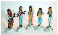 1374 Five 5 Porcelain Monkey Musician Figurines aver