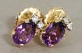 338 PAIR LADIES 14KT GOLD AND AMETHYST EARRINGSWith d