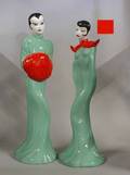 1325 Pair of pottery figures of Oriental females
