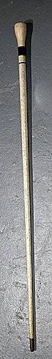221 Rare 19C Scrimshaw Walking Stick w Whale Ivory Ha