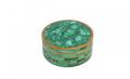 332 Vintage Malachite Round Box with Brass Banding 1