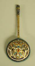 44 RUSSIAN SILVER GILT AND ENAMEL SPOON