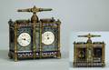 8 BRASS  CHAMPLEVE DESK CLOCK BAROMETER