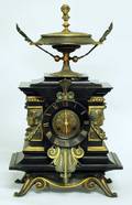 24 THIRD EMPIRE BLACK MARBLE MANTLE CLOCK