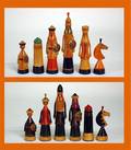 47 RUSSIAN  PAINTED WOOD PAN SLAVIK STYLE FIG SET