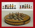 110 ITALIAN PAINTED METAL MEDIEVAL FIGURAL CHESS SET