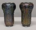 1013 Pair of molded carnival glass vases 100150
