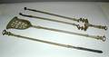 1047 Three Pieces Heavy Brass Fireplace Tools Poker