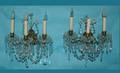 1037 Pair of French Antique Bronze and Crystal Three A