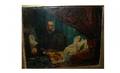 1028 Antique Oil Painting of Woman in Bed Oil on Canv
