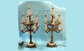 328 Pair Brass Electrified Candelabra Lamps 200300