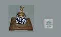 40 Coalport Porcelain Inkwell with brasshinged figura