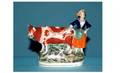1015 Staffordshire Vase with Milkmaid Cow and Lamb a